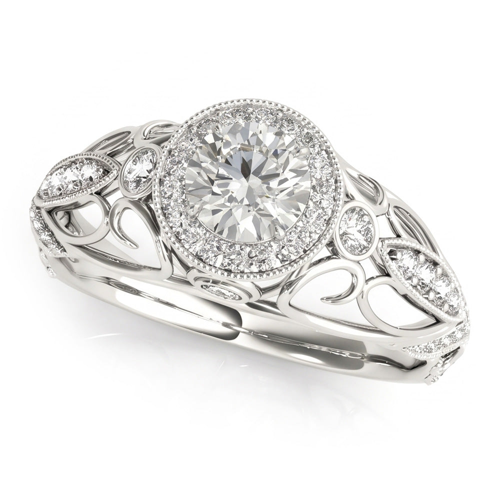 Round Natural Earth Mined Diamond Engagement Anniversary 1.10 Carat Fancy Ring WG 14K