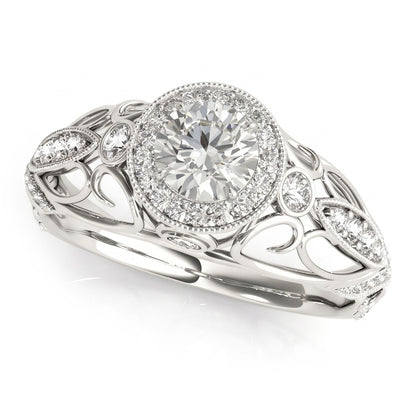 Round Natural Earth Mined Diamond Engagement Anniversary 1.10 Carat Fancy Ring WG 14K