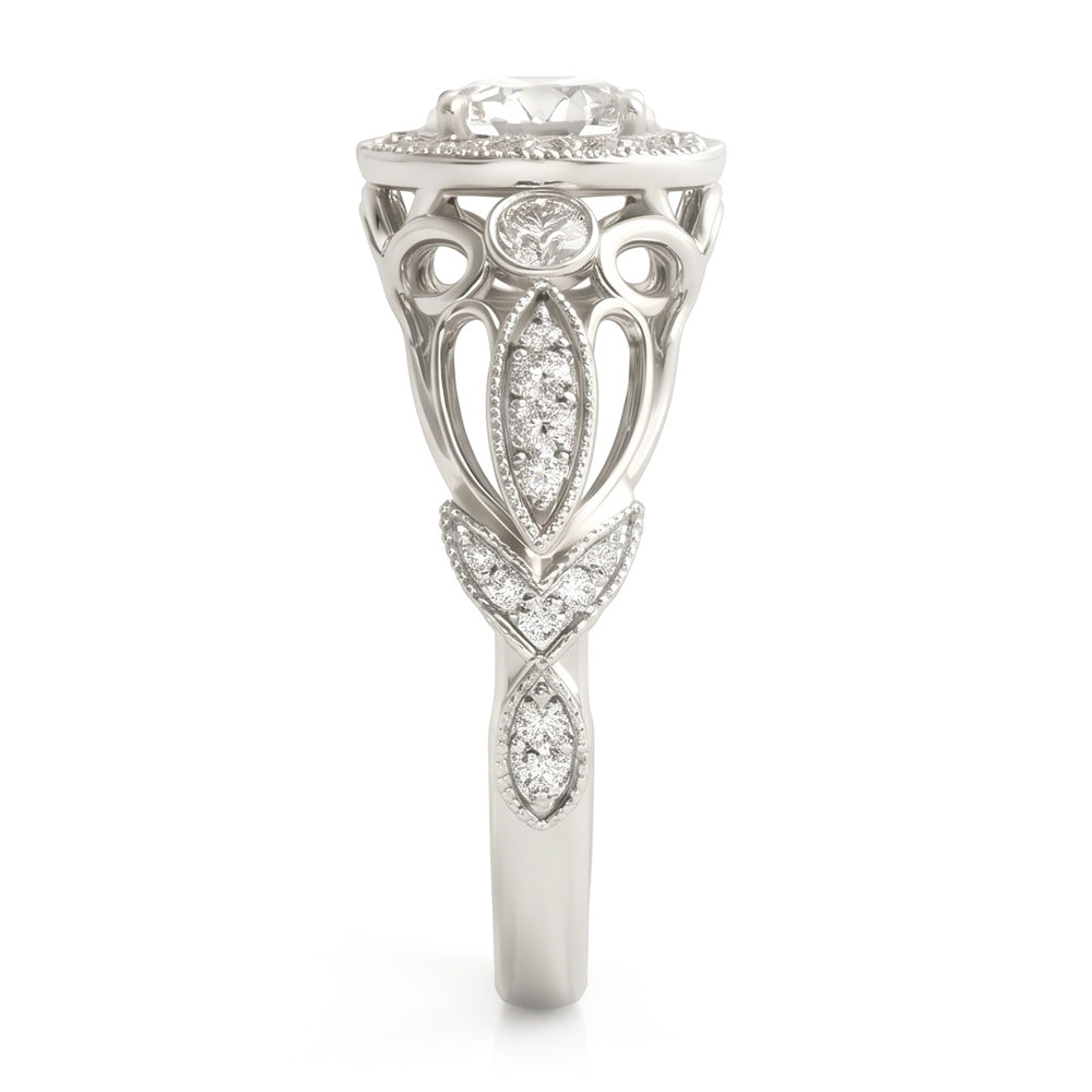 Round Natural Earth Mined Diamond Engagement Anniversary 1.10 Carat Fancy Ring WG 14K