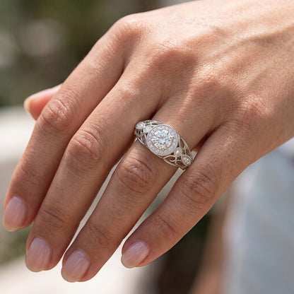 Round Natural Earth Mined Diamond Engagement Anniversary 1.10 Carat Fancy Ring WG 14K