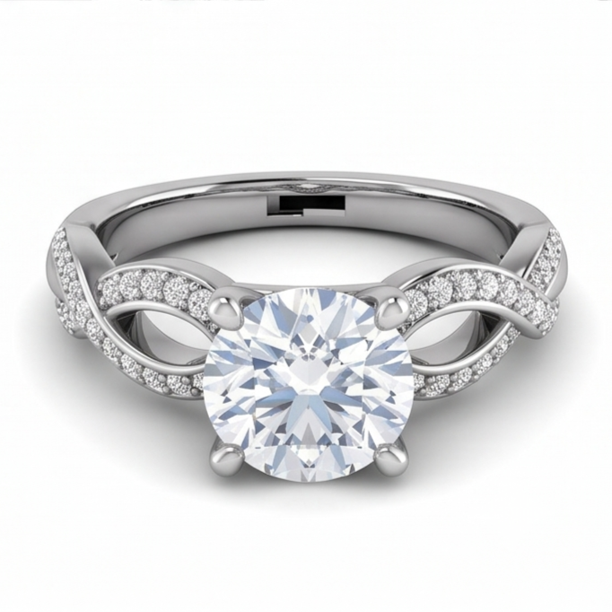 Round Natural Earth Mined Diamond Engagement Anniversary Ring 1.95 Carat Jewelry WG 14K