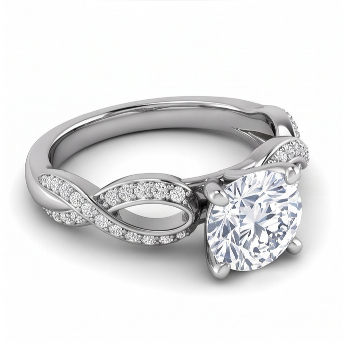 Round Natural Earth Mined Diamond Engagement Anniversary Ring 1.95 Carat Jewelry WG 14K