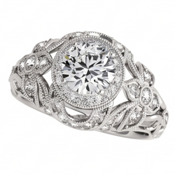 Round Natural Earth Mined Diamond Engagement Anniversary Ring Vintage Style 2 Ct. WG 14K