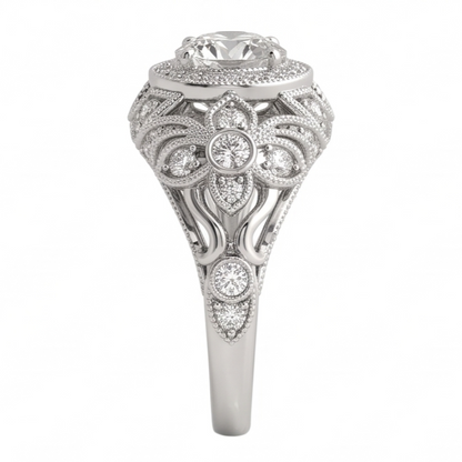 Round Natural Earth Mined Diamond Engagement Anniversary Ring Vintage Style 2 Ct. WG 14K