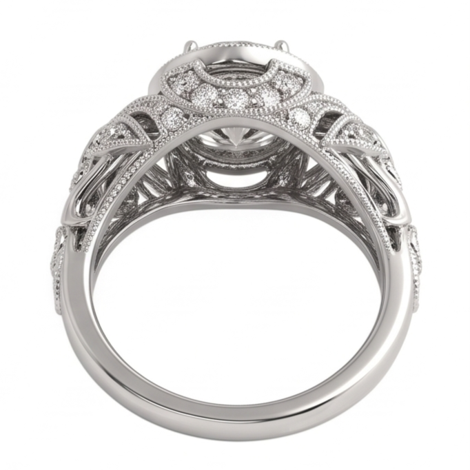 Round Natural Earth Mined Diamond Engagement Anniversary Ring Vintage Style 2 Ct. WG 14K