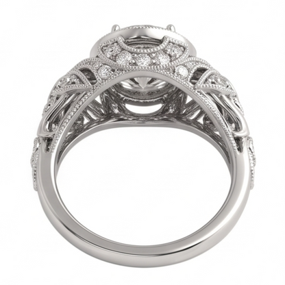 Round Natural Earth Mined Diamond Engagement Anniversary Ring Vintage Style 2 Ct. WG 14K