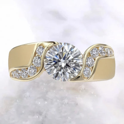 Round Natural Earth Mined Diamond Engagement Ring 1.80 Carats Yellow Gold Jewelry New