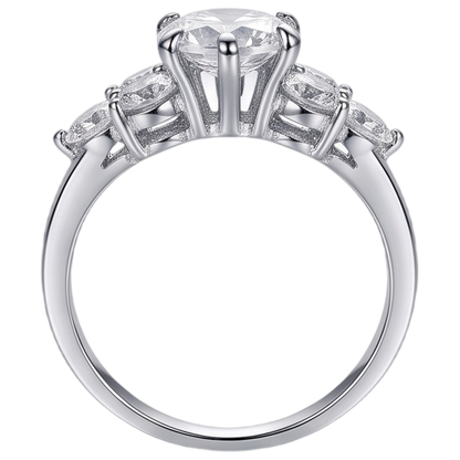 Round Natural Earth Mined Diamond Engagement Ring 3.80 Ct Basket Setting White Gold 14K