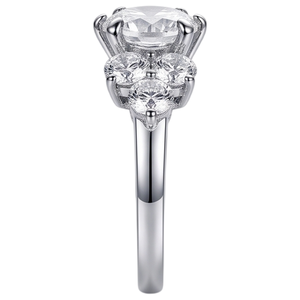 Round Natural Earth Mined Diamond Engagement Ring 3.80 Ct Basket Setting White Gold 14K