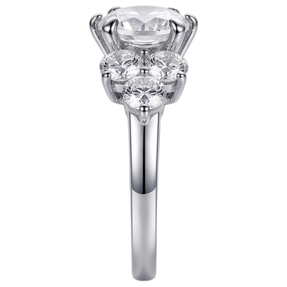 Round Natural Earth Mined Diamond Engagement Ring 3.80 Ct Basket Setting White Gold 14K