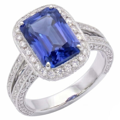 natural round sapphire 5ct ring front view