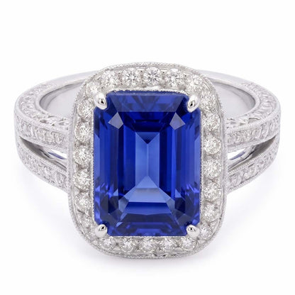 natural round sapphire 5ct ring side angle