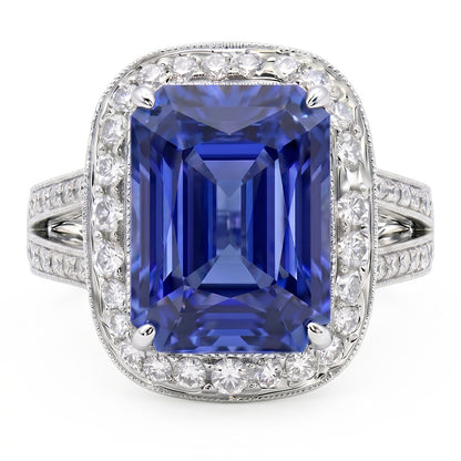 natural round sapphire 5ct ring close up detail