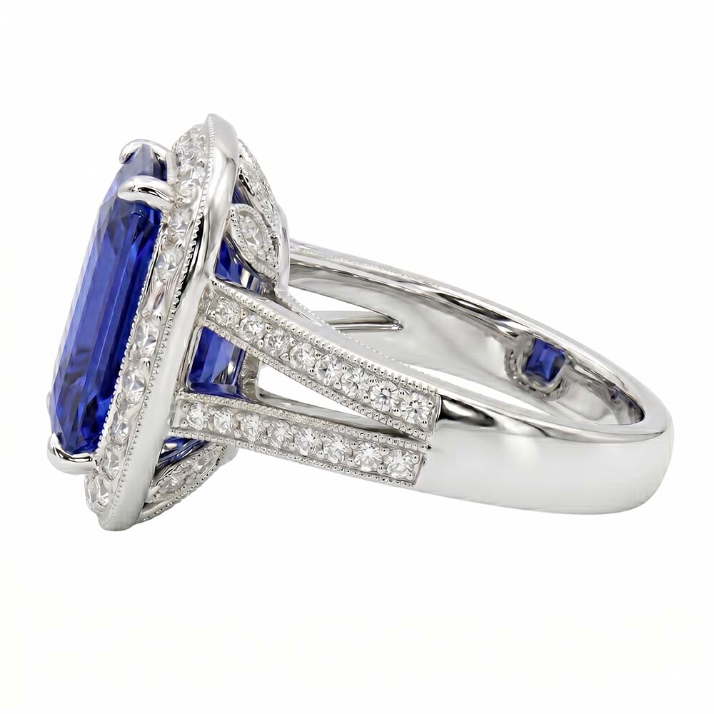 natural round sapphire 5ct ring top view