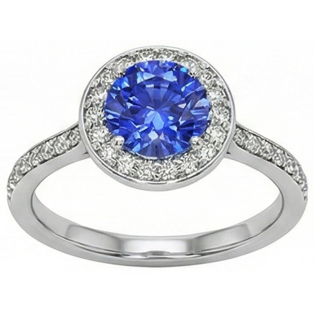 natural round sapphire 4ct ring profile view