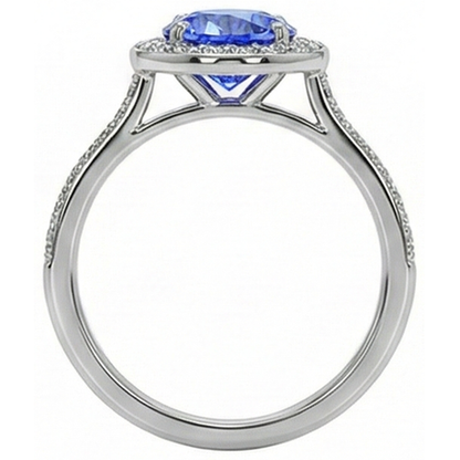 natural round sapphire 4ct ring three quarter angle