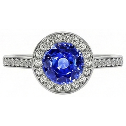 natural round sapphire 4ct ring top view