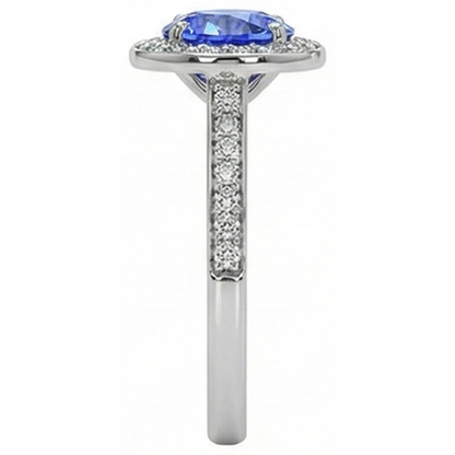 natural round sapphire 4ct ring band detail