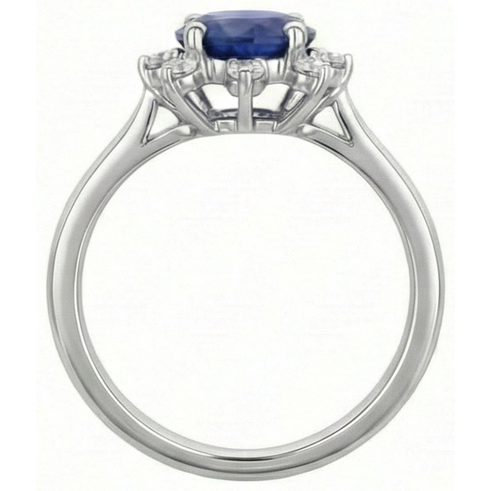 Round Natural Earth Mined Diamond Halo Star Style Blue Sapphire Ring 3 Carats White Gold
