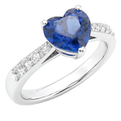 Round Natural Earth Mined Diamond Heart Gemstone Ring Blue Sapphire 2 Carats