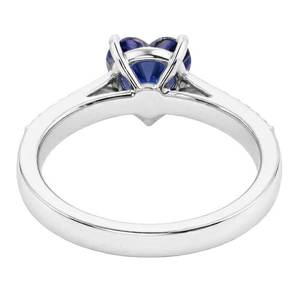 Round Natural Earth Mined Diamond Heart Gemstone Ring Blue Sapphire 2 Carats