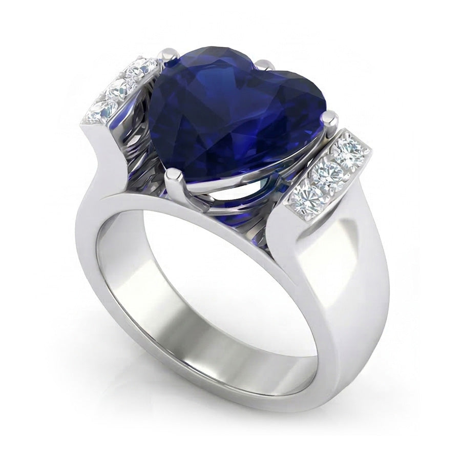 natural round sapphire 3.50ct ring front view