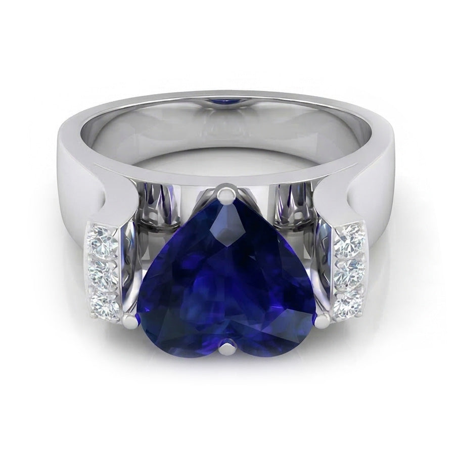 natural round sapphire 3.50ct ring side angle