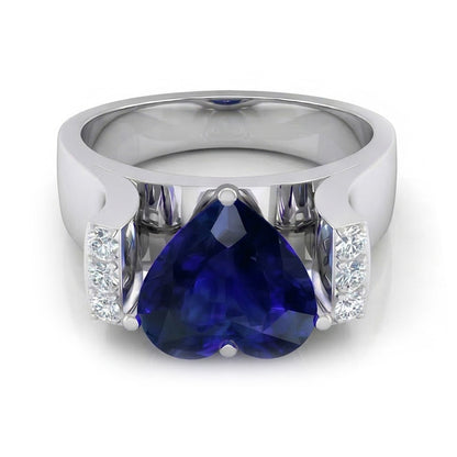 natural round sapphire 3.50ct ring side angle