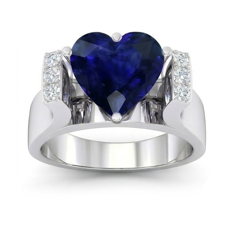 natural round sapphire 3.50ct ring close up detail