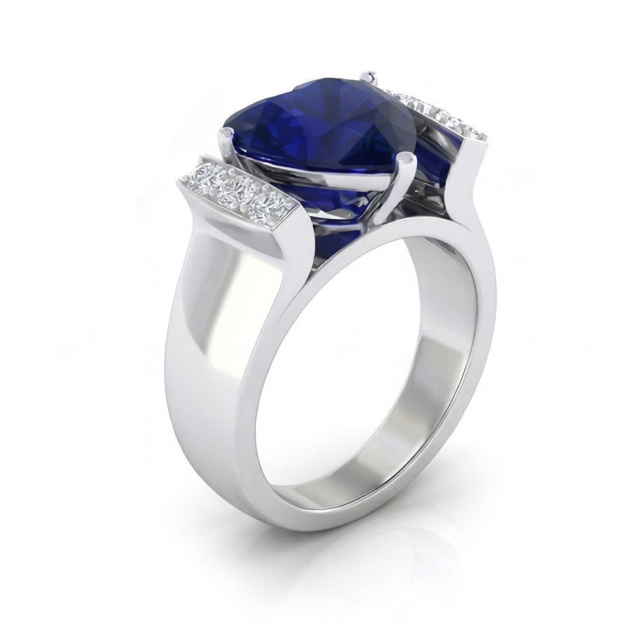 natural round sapphire 3.50ct ring top view
