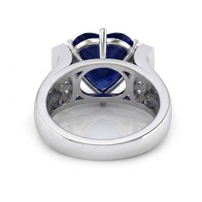 natural round sapphire 3.50ct ring profile view