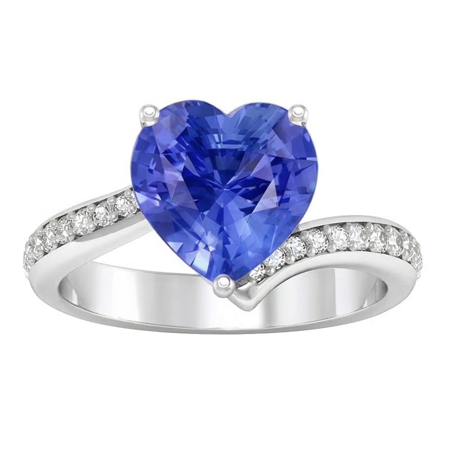 Round Natural Earth Mined Diamond Light Blue Sapphire Ring 4.50 Carats Gold