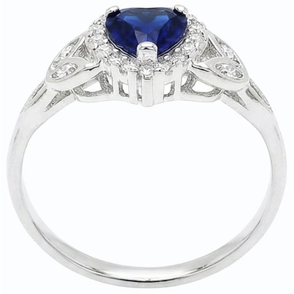 Round Natural Earth Mined Diamond Ring Heart Ceylon Sapphire Infinity Style