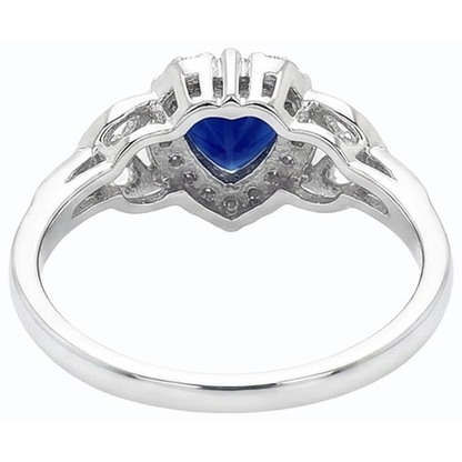Round Natural Earth Mined Diamond Ring Heart Ceylon Sapphire Infinity Style