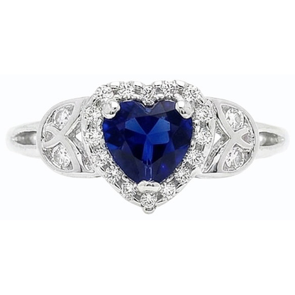 Round Natural Earth Mined Diamond Ring Heart Ceylon Sapphire Infinity Style