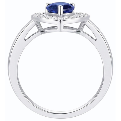 Round Natural Earth Mined Diamond Ring Pear Cut Blue Sapphire Heart Style 3 Carats