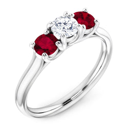 Round Natural Earth Mined Diamond Ruby Stone Ring 2.40 Carats White Gold 14K Jewelry