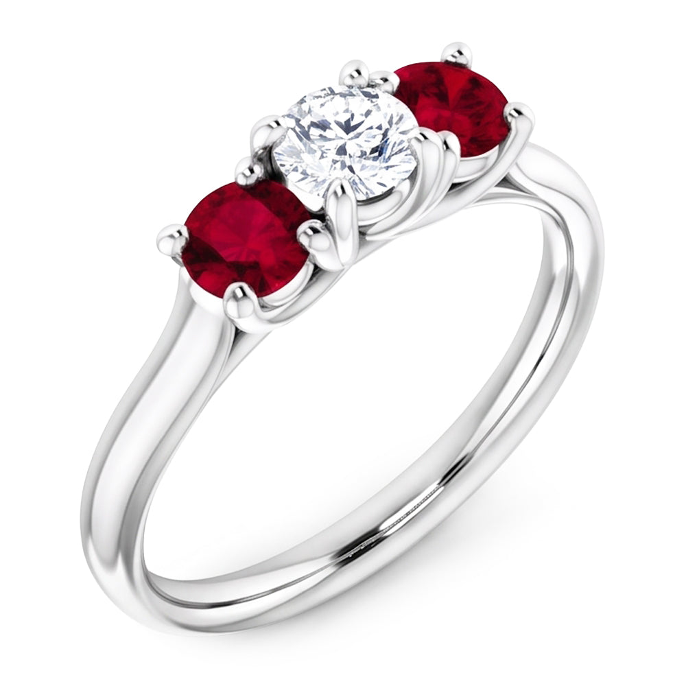 Round Natural Earth Mined Diamond Ruby Stone Ring 2.40 Carats White Gold 14K Jewelry