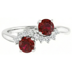Round Natural Earth Mined Diamond Ruby Stone Ring 2.40 Carats White Gold 14K Jewelry