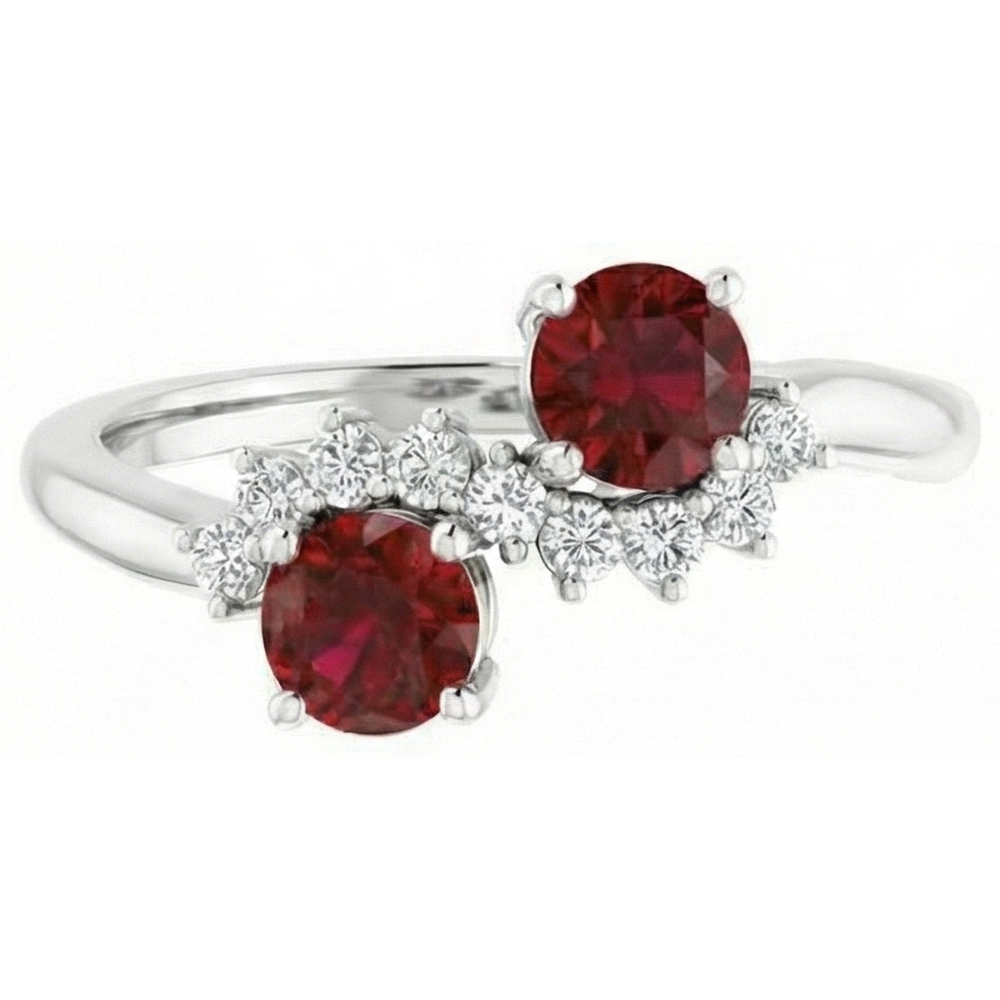 Round Natural Earth Mined Diamond Ruby Stone Ring 2.40 Carats White Gold 14K Jewelry