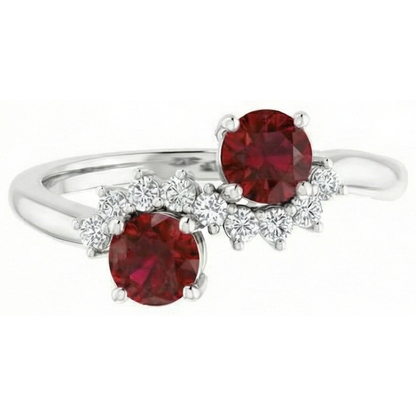 Round Natural Earth Mined Diamond Ruby Stone Ring 2.40 Carats White Gold 14K Jewelry