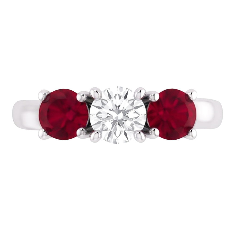 Round Natural Earth Mined Diamond Ruby Stone Ring 2.40 Carats White Gold 14K Jewelry
