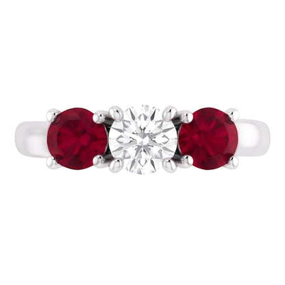 Round Natural Earth Mined Diamond Ruby Stone Ring 2.40 Carats White Gold 14K Jewelry
