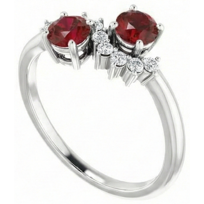 Round Natural Earth Mined Diamond Ruby Stone Ring 2.40 Carats White Gold 14K Jewelry