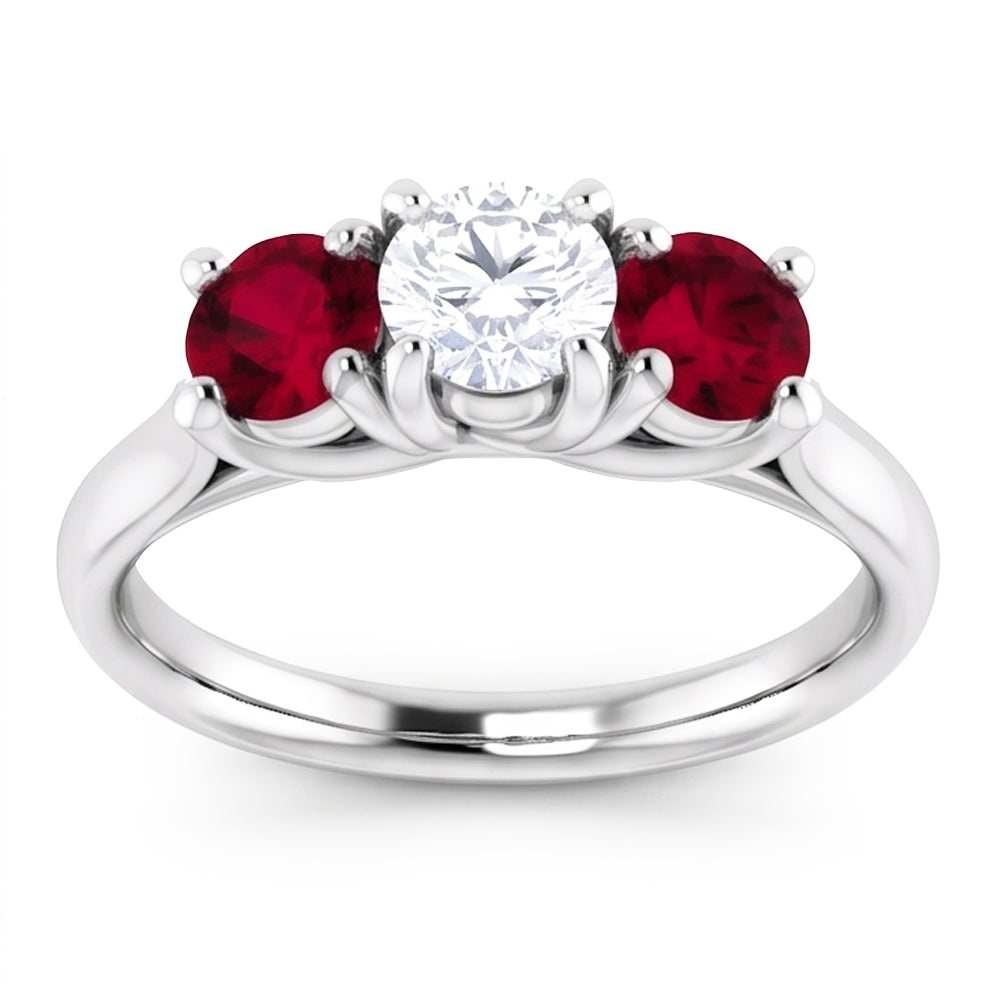Round Natural Earth Mined Diamond Ruby Stone Ring 2.40 Carats White Gold 14K Jewelry