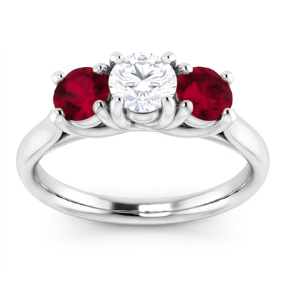 Round Natural Earth Mined Diamond Ruby Stone Ring 2.40 Carats White Gold 14K Jewelry