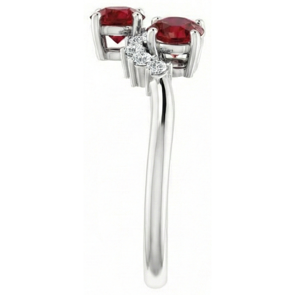 Round Natural Earth Mined Diamond Ruby Stone Ring 2.40 Carats White Gold 14K Jewelry