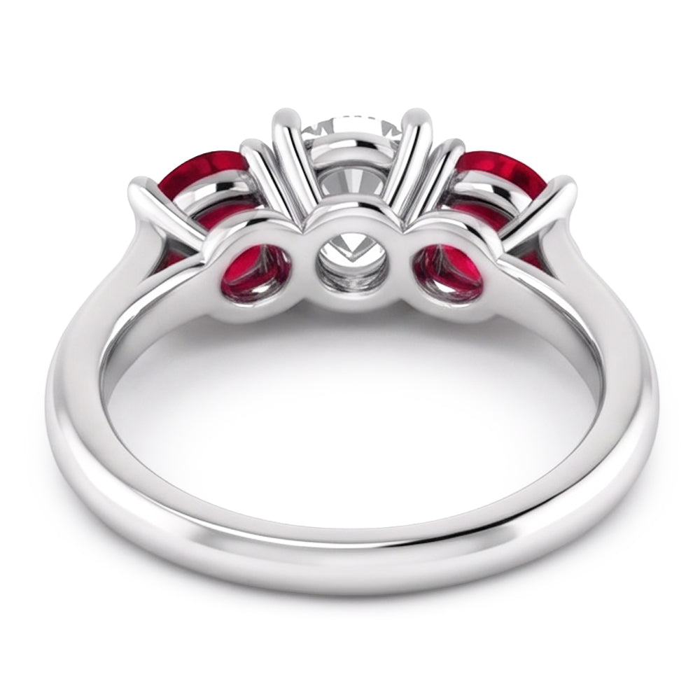 Round Natural Earth Mined Diamond Ruby Stone Ring 2.40 Carats White Gold 14K Jewelry