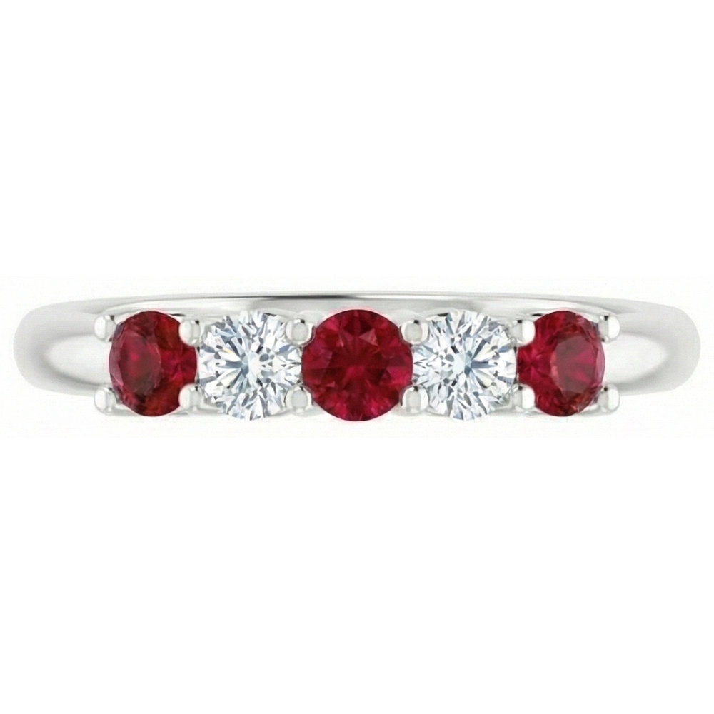 Round Natural Earth Mined Diamond Ruby Stone Ring 2 Carats White Gold 14K Jewelry