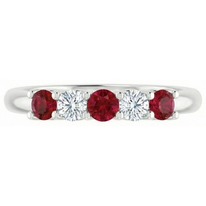Round Natural Earth Mined Diamond Ruby Stone Ring 2 Carats White Gold 14K Jewelry